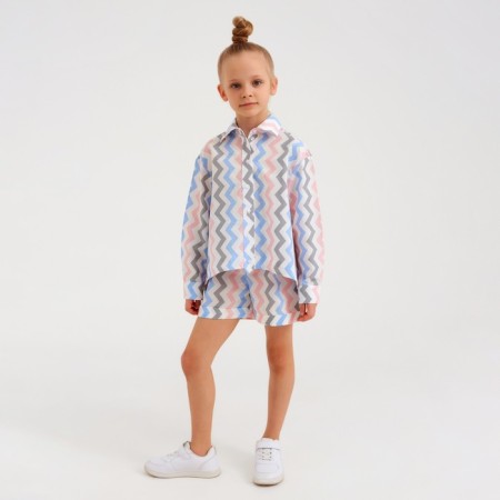 Рубашка для девочки MINAKU: Cotton Collection цвет белый, рост 110-3