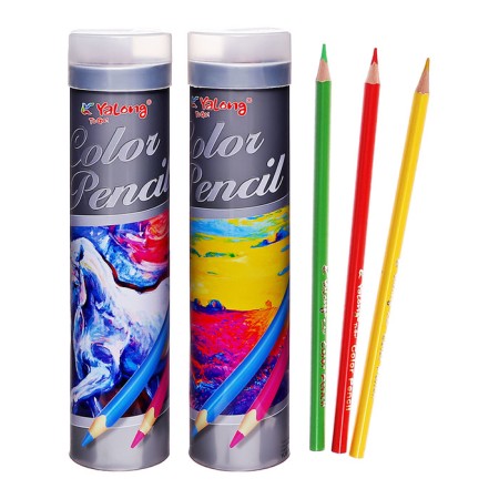 Pencils 24 colors, in a tube metal, hexagonal, wooden, landscape