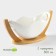 Porcelain salad bowl on the bamboo stand Bellatenero, 800 ml, white color