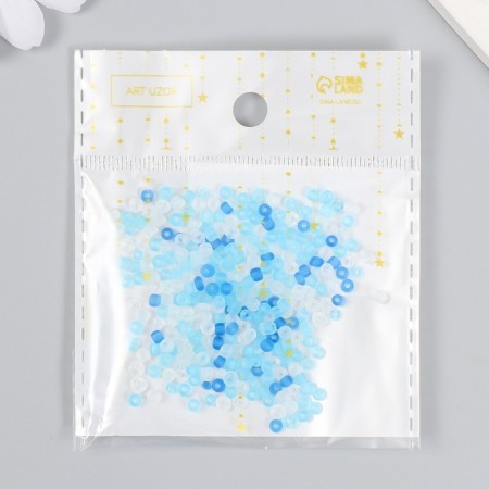 Glass 8/0 "Matte translucent. Blue melange" 10 g-3