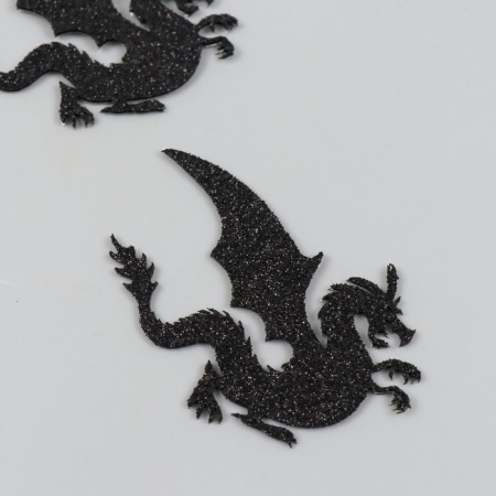 Adhesive -based decor "Dragon sits" 6x8 cm, black set 2 pcs foam glitter