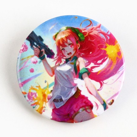 Metal anime icon, set “Bright girls”, D = 38 mm, 4 pcs.-3
