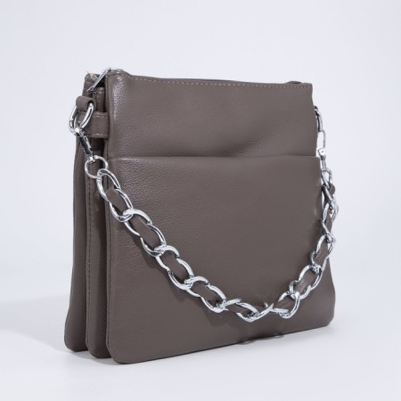 Cross-Bodi bag with zipper, bronze color-2