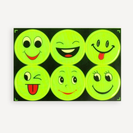 Reflective stickers "smiles", d = 6.5 cm, 6 pcs on the sheet, yellow color-2
