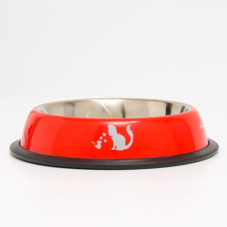 A bowl with a non -slip base with a print, 445 ml, red-1