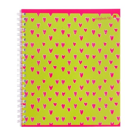 A notebook of 96 sheets in a cage on the crest "Fresh. Hearts", cover coated cardboard, glossy lamination, mix-3