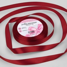 Satin tape, 12 mm × 23 ± 1 m, cherry color No. 37