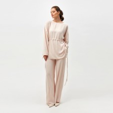 Women's costume (tunic, trousers) minku: casual collection is beige color, size 46