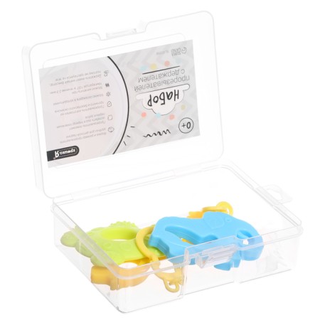 Set of teething: turtle, giraffe, elephant + lace, 3 pcs.-10