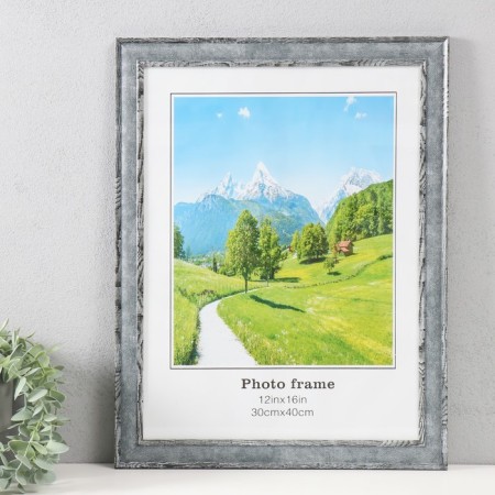 Photo frame plastic 30x40 cm "Weaving" dark gray with striped stroke 44.6x34.6x1 cm
