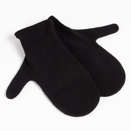 Male mittens with a hinged top is laid down, the color is black-1