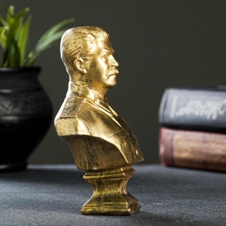 Bust "Stalin Yves" aged brass 13x9x5cm-3