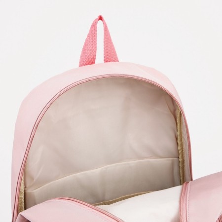 A backpack with a zipper, 4 external pockets, pink color-5