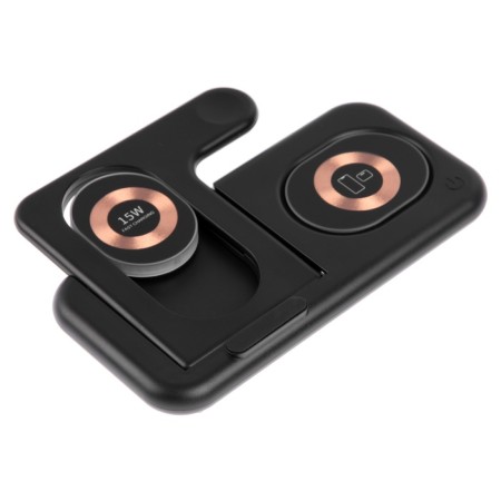 Wireless charger 3 in 1 Y36, 15 W, folding, backlight, USB, Type-C, black-8