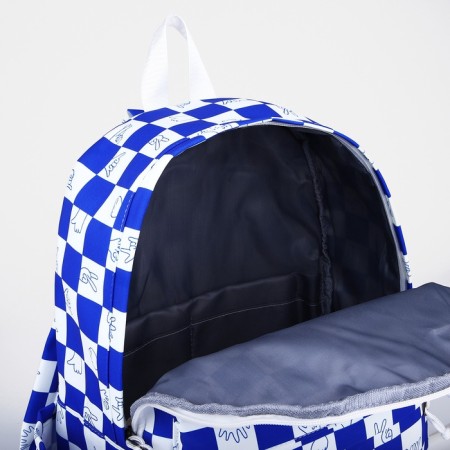 Youth backpack from textiles, 4 pockets, white/blue color-4