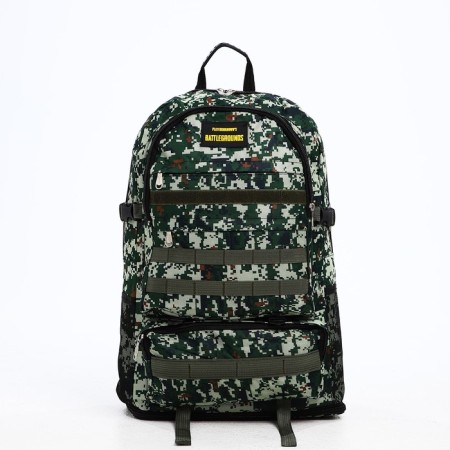 Tourist backpack on a zipper, with an increase, 6 outer pockets, green color-2