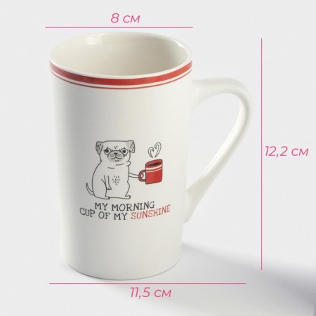 Porcelain share mug "Monday", 380 ml, white color-2