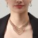 Set 2 objects: earrings, necklace "ice", 6 rows, white color in gold, 34 cm