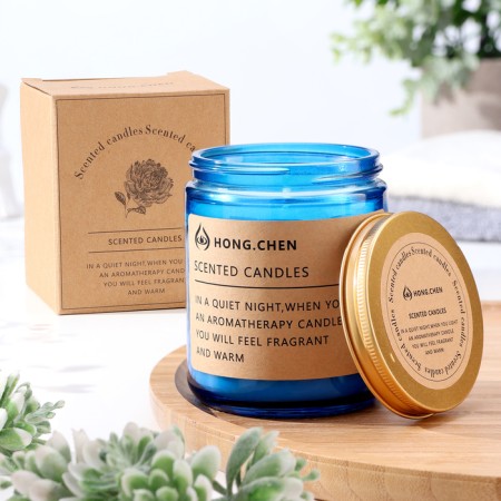 Aromatic candle in the bank "Hong.Chen", lavender