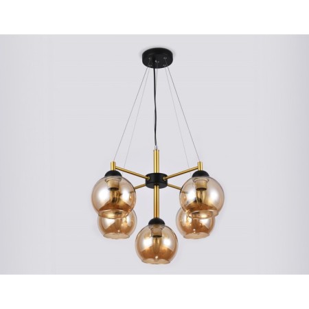 Suspended chandelier Ambrella Light, Traditional, TR9026, 5HE27, black color, gold-1