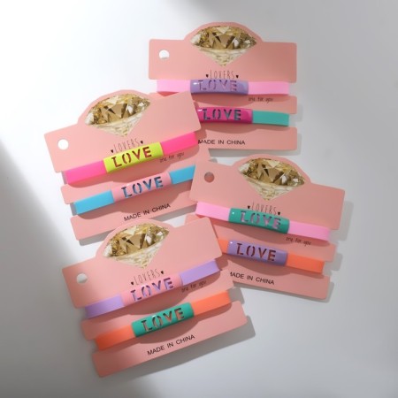 Bracelets "Demetrons" Silicone, Love, Mix color, 20 size-2