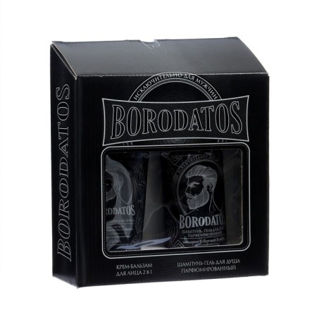 Gift set Borodatos: shope-gel shower, 500 ml + face balsam cream, 100 ml