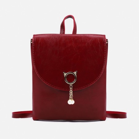 Open-ryukzak-mini made of artificial leather on magnet, the color of red