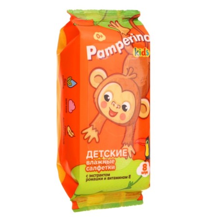 Wet pamperino kids napkins with chamomile and vitamin E MIX, 8 pcs
