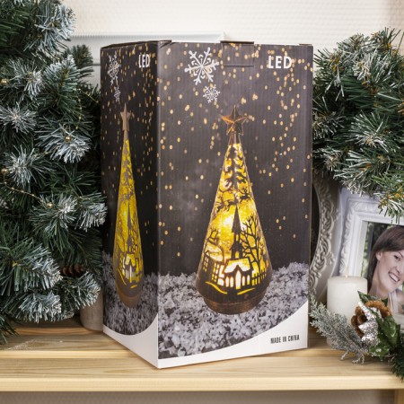 LED figure "Christmas tree with deer" 13 × 31 × 13 cm, plastic, AAX3 batteries (not in the kit), glow warm white-3