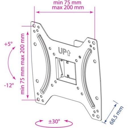 Kromax Optima-202 Black 15 "-42" Max.25kg, wall tilt-1