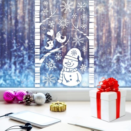 Window sticker "Merry Snowman", reusable, 33 x 50 cm, New Year-1
