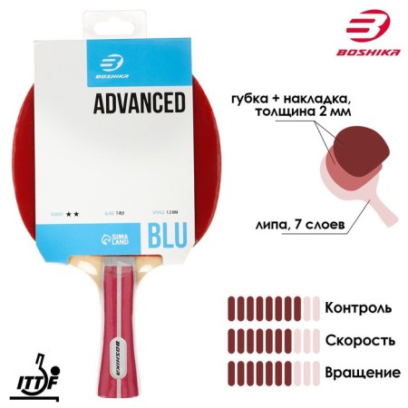 Boshika Advanced 2*table tennis racket, for lovers, Double Fish 815 1.5 mm lining, conical handle
