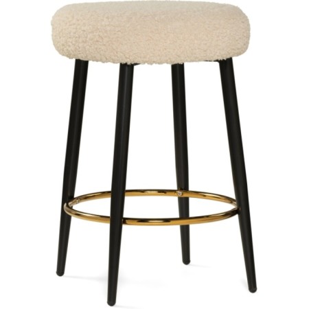 Barrier stool Plato Metal/Builder fabric, black/white 43x43x65 cm