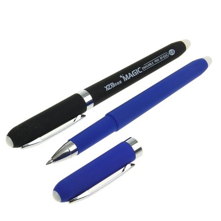 Ballpoint handle with erased ink, line 0.8 mm, blue rod, corps rubberized mix (barcode on a piece)