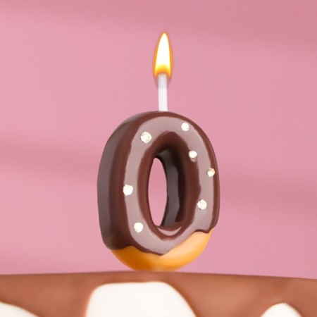 Candle in the cake "Chocolate icing", number "0", 3.8 cm