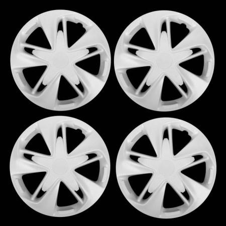 Wheel caps R15 "Super Astra", white gloss carbon, set 4 pcs.