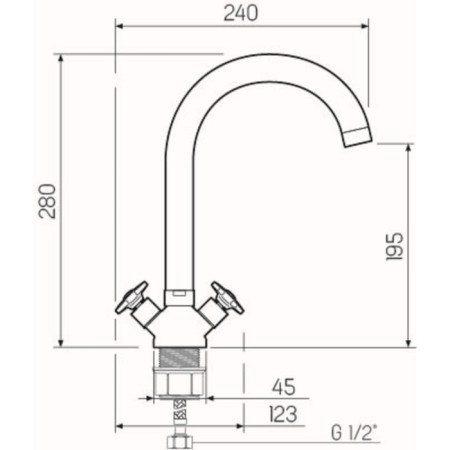 Kitchen mixer RMS SL115-274F, two-wound, fastening nut, high spout, chrome-4