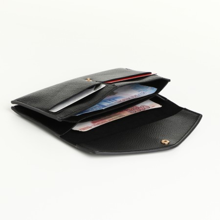 Women's wallet on the button, black color-3