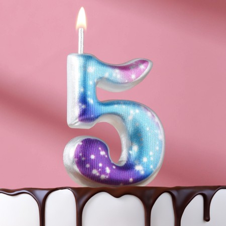 Candle for cake the number "5", space, 5.5 cm, 16 minutes