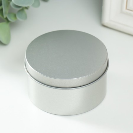 Casket Metal for a candle "Round. Metal" silver 7.5x7.5x4.2 cm