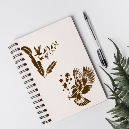 Stencil plastic "bird" set 6 pcs 13x13 cm-2