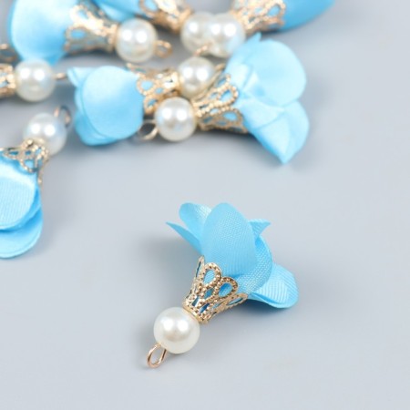 Decor for creativity Textile "Flower with a pearl. Heavenly" set 10 pcs 2.5 cm-1