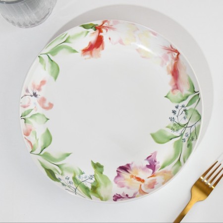 Ceramic “Watercolor” plate, 22.5 cm, white color-2
