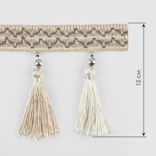 Braid with beads, 12 cm, 5 ± 0.5 m, white/beige color
