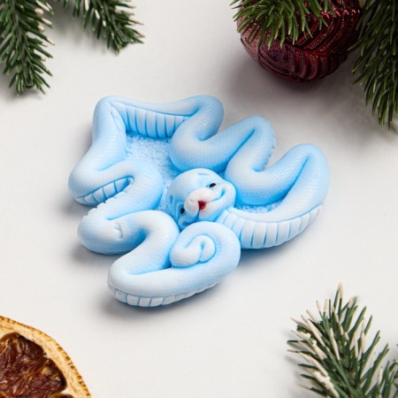Figure soap "snake Christmas tree" blue on white, 40g-1