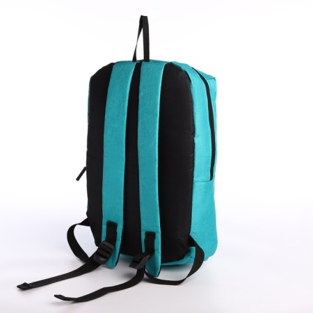 Young youth backpack with a zipper, waterproof, 3 outer pockets, turquoise color-3