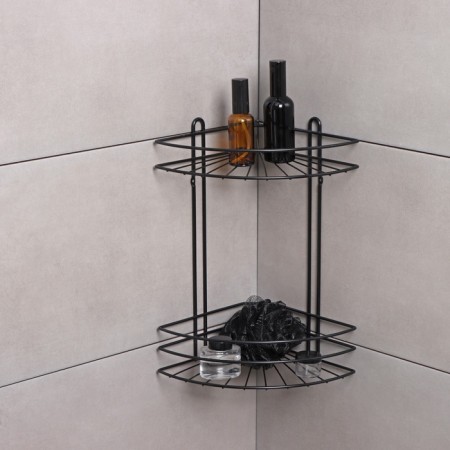 Bathroom shelf for the bathroom 2-tier native, 175 × 175 × 362 mm, black matte color-4