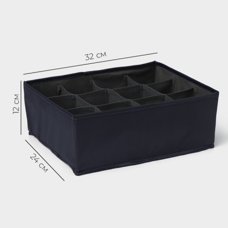 Organizer for linen 12 cells LadOM, 32x24x12 cm, graphite color-1