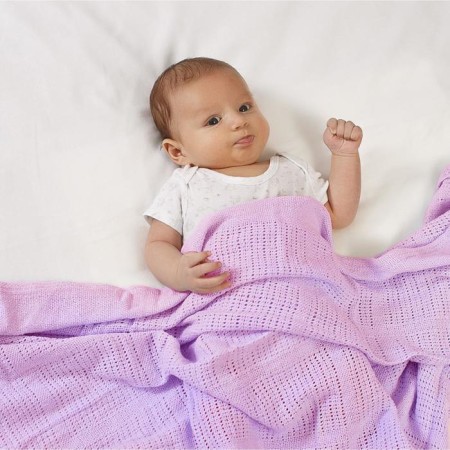 Knitted blanket, size 100x140 cm, pink color-2