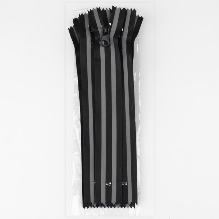 Lightning "Spiral", No. 5, insoluble, waterproof, with a reflective ribbon, castle machine, 18 cm, black/gray color-2
